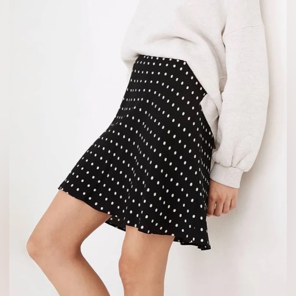 Madewell black polka dot skirt